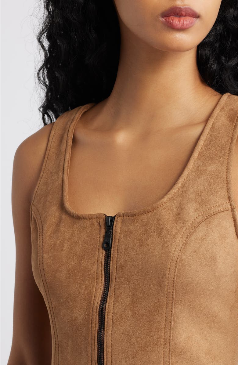 HIDDEN JEANS Faux Suede Fitted Vest, Alternate, color, Caramel