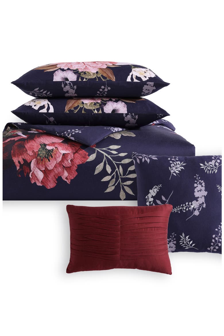 Purple Garden 5-Piece Reversible Comforter Set, Alternate, color, PURPLE