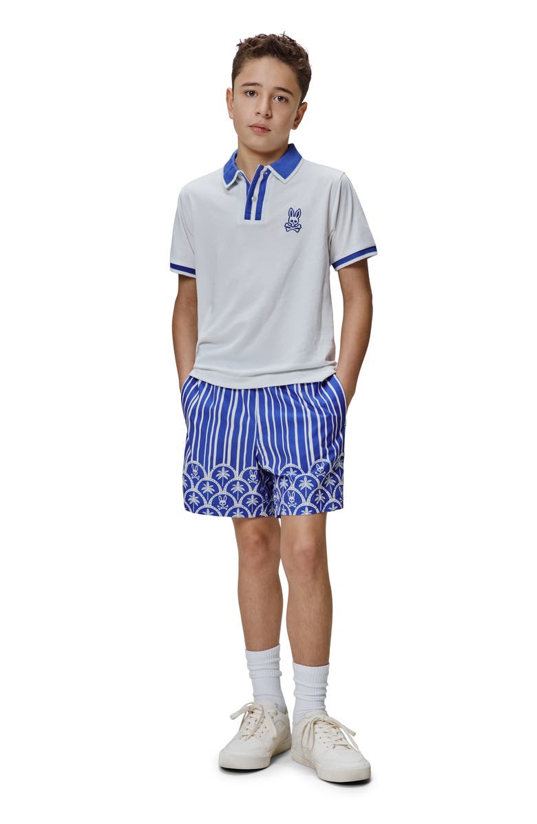 Psycho Bunny Kids' Ridley Tipped Piqué Polo, Alternate, color, White