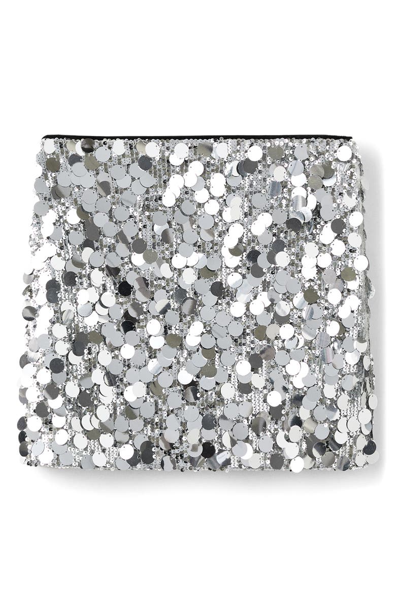 MANGO TEEN Sequin Miniskirt, Alternate, color, Silver