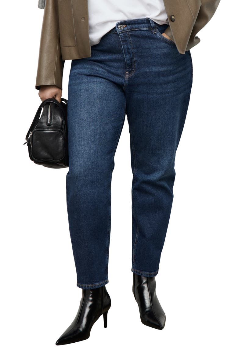 High Waist Ankle Mom Jeans, Main, color, DARK BLUE