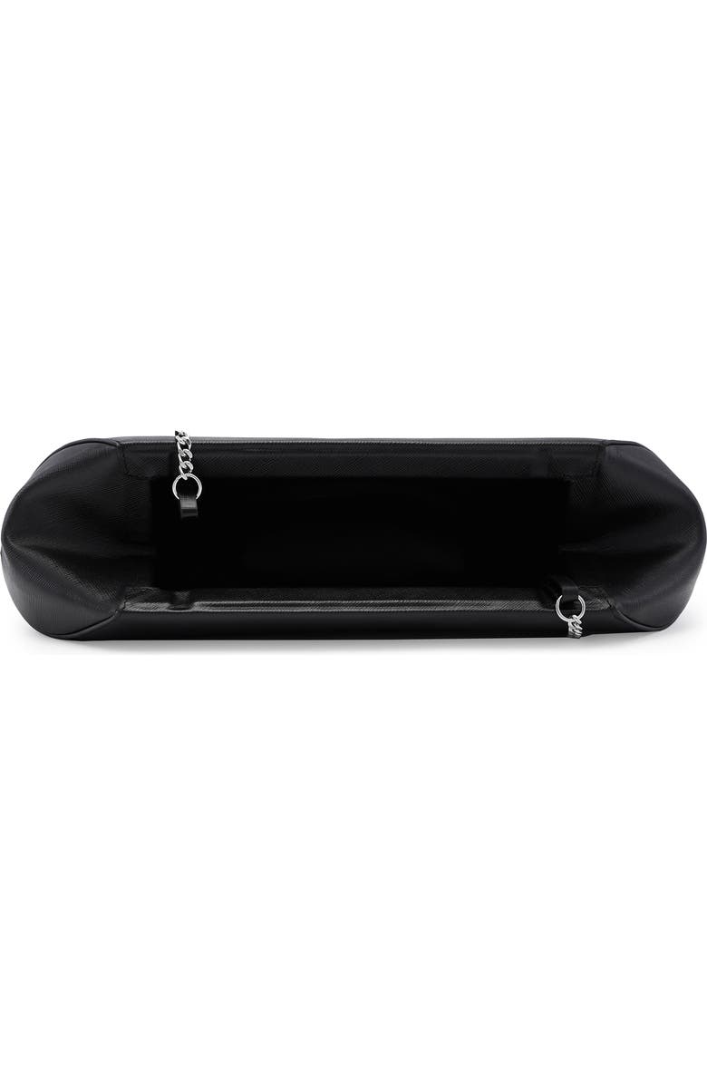 behno Elizabeth Leather Baguette Clutch, Alternate, color, Black