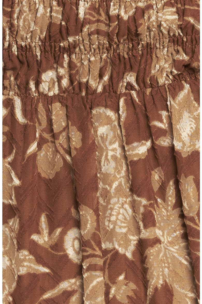 Smocked Long Sleeve Fit & Flare Dress, Alternate, color, BROWN
