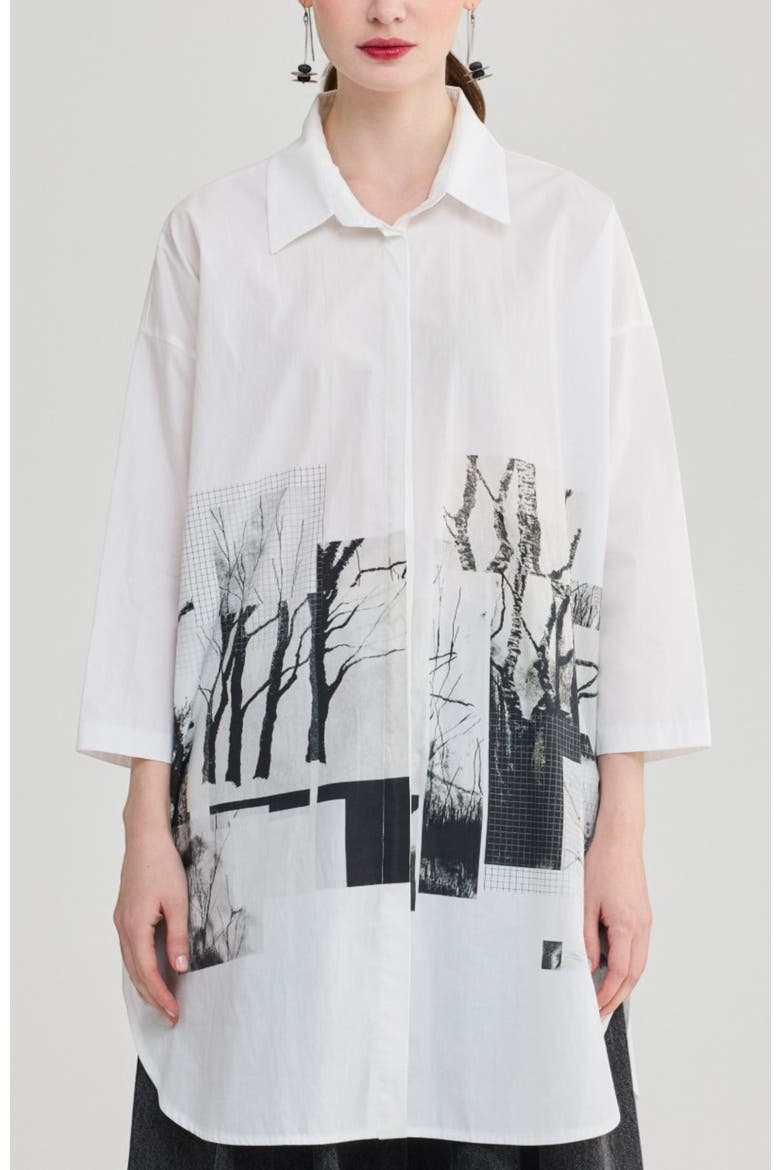 Harlow Printed Cotton Shirt, Main, color, Black Print