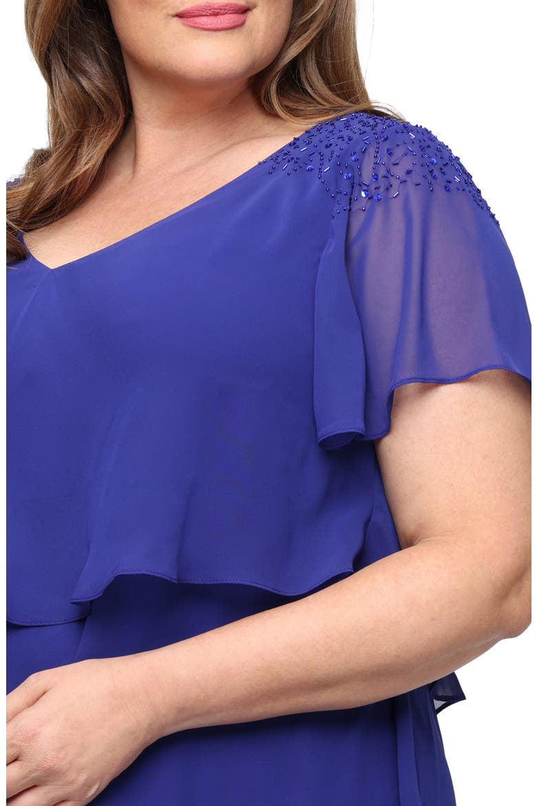 Beaded Tiered Chiffon Dress, Alternate, color, IRIS