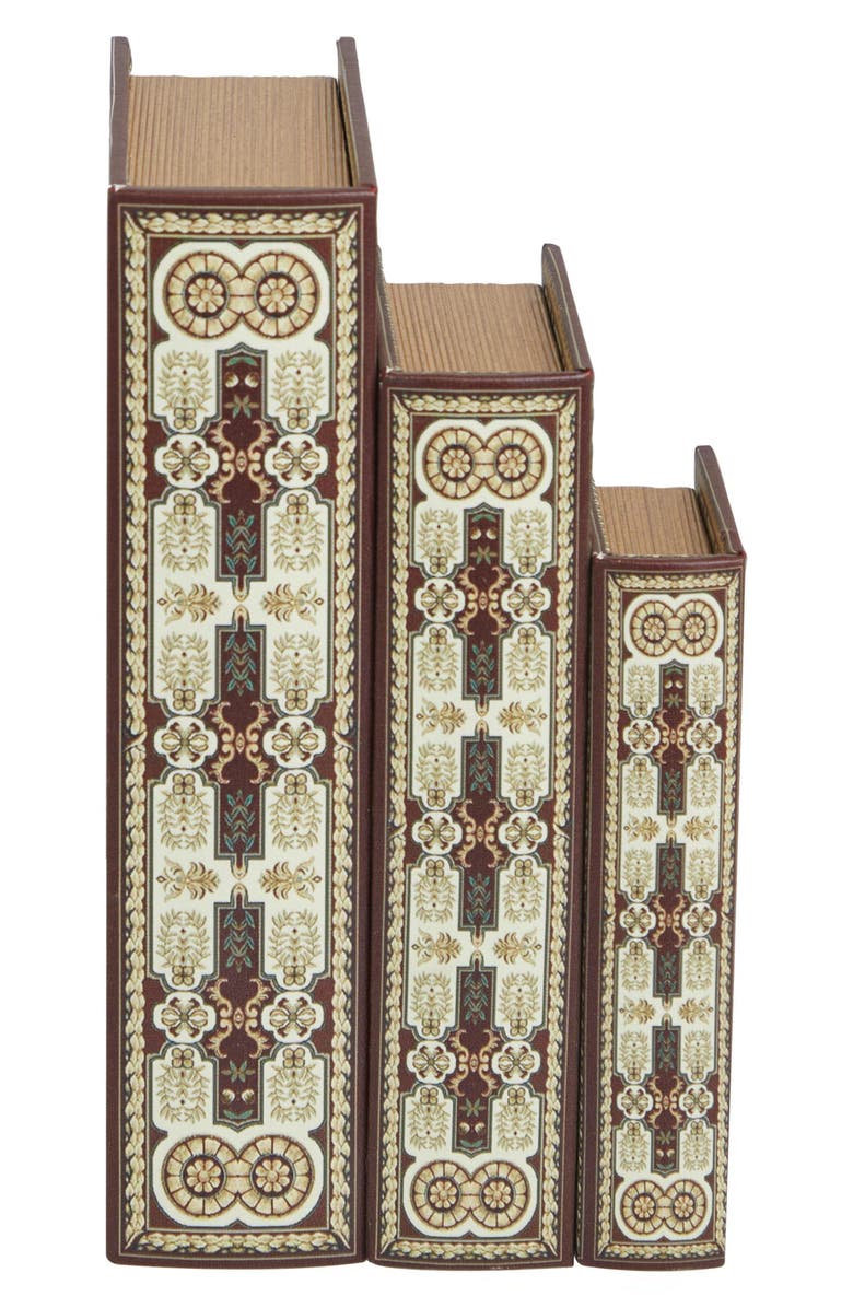 SONOMA SAGE HOME Set of 3 Faux Book Boxes, Alternate, color, Red
