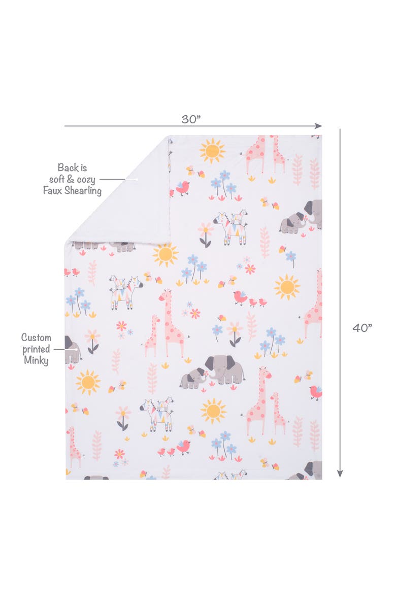 Lambs & Ivy Jazzy Jungle Fleece Safari Animals Soft Baby Blanket, Alternate, color, White