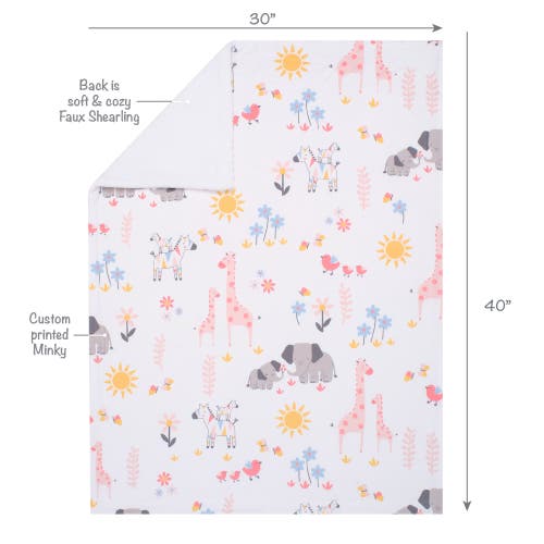 Lambs & Ivy Jazzy Jungle Fleece Safari Animals Soft Baby Blanket In Multi
