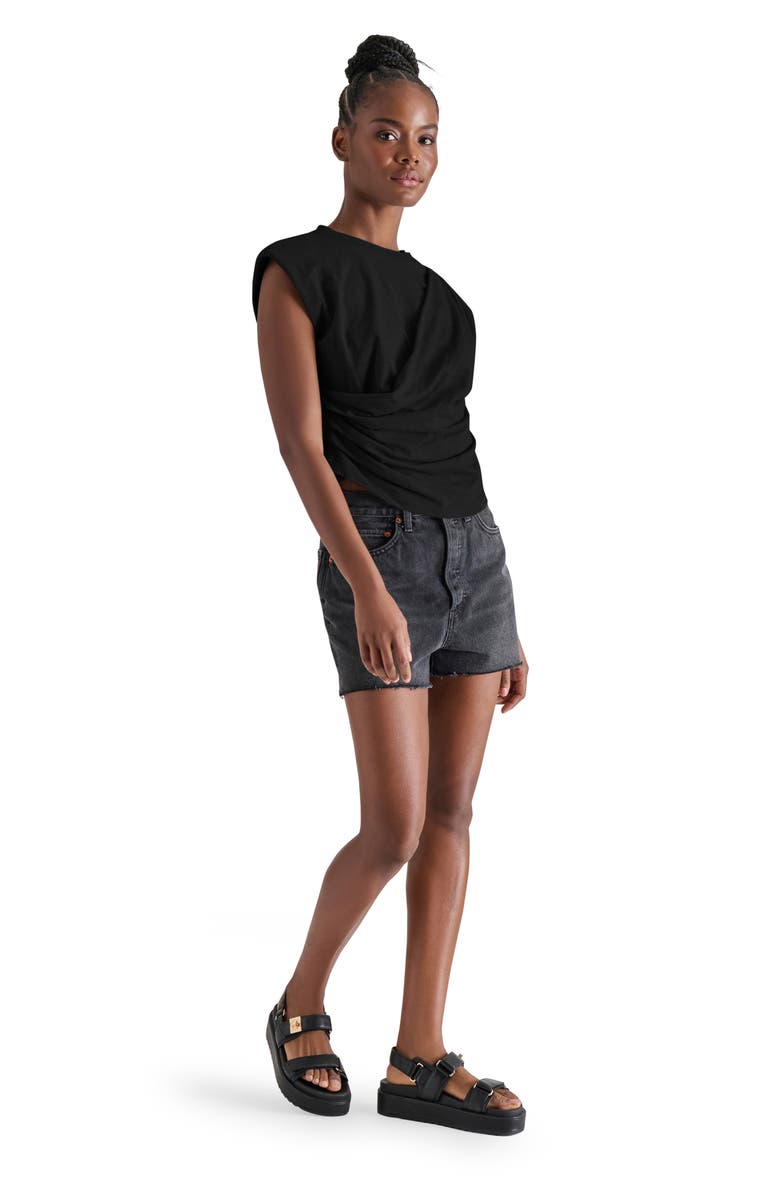 Steve Madden Draped Shoulder Pad T-Shirt, Alternate, color,