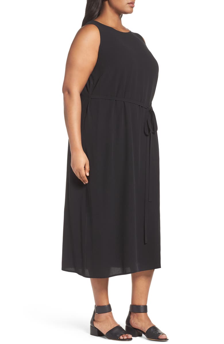 Eileen Fisher Silk Georgette Crepe Midi Dress, Alternate, color, 