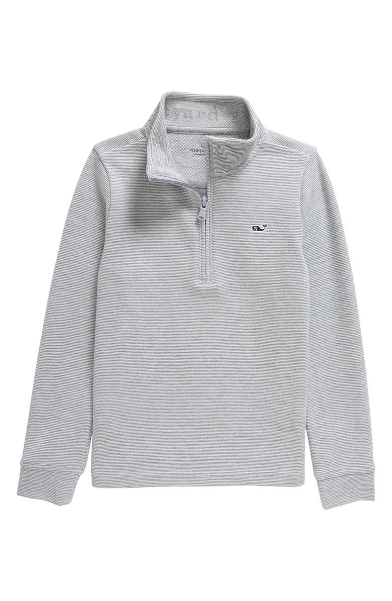 vineyard vines Kids' Saltwater Stripe Quarter Zip Sweatshirt, Main, color, 062 Granit