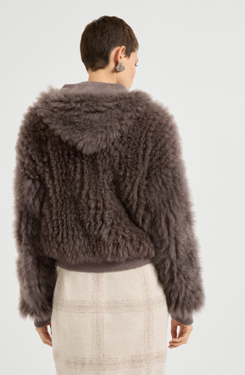 Brunello Cucinelli Cozy Shearling cardigan, Alternate, color, Chocolate