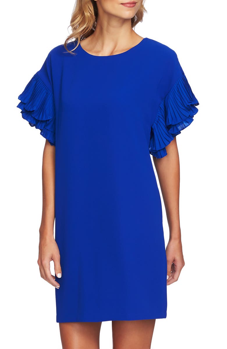CeCe Tiered Pleated Crepe Shift Dress, Alternate, color, 