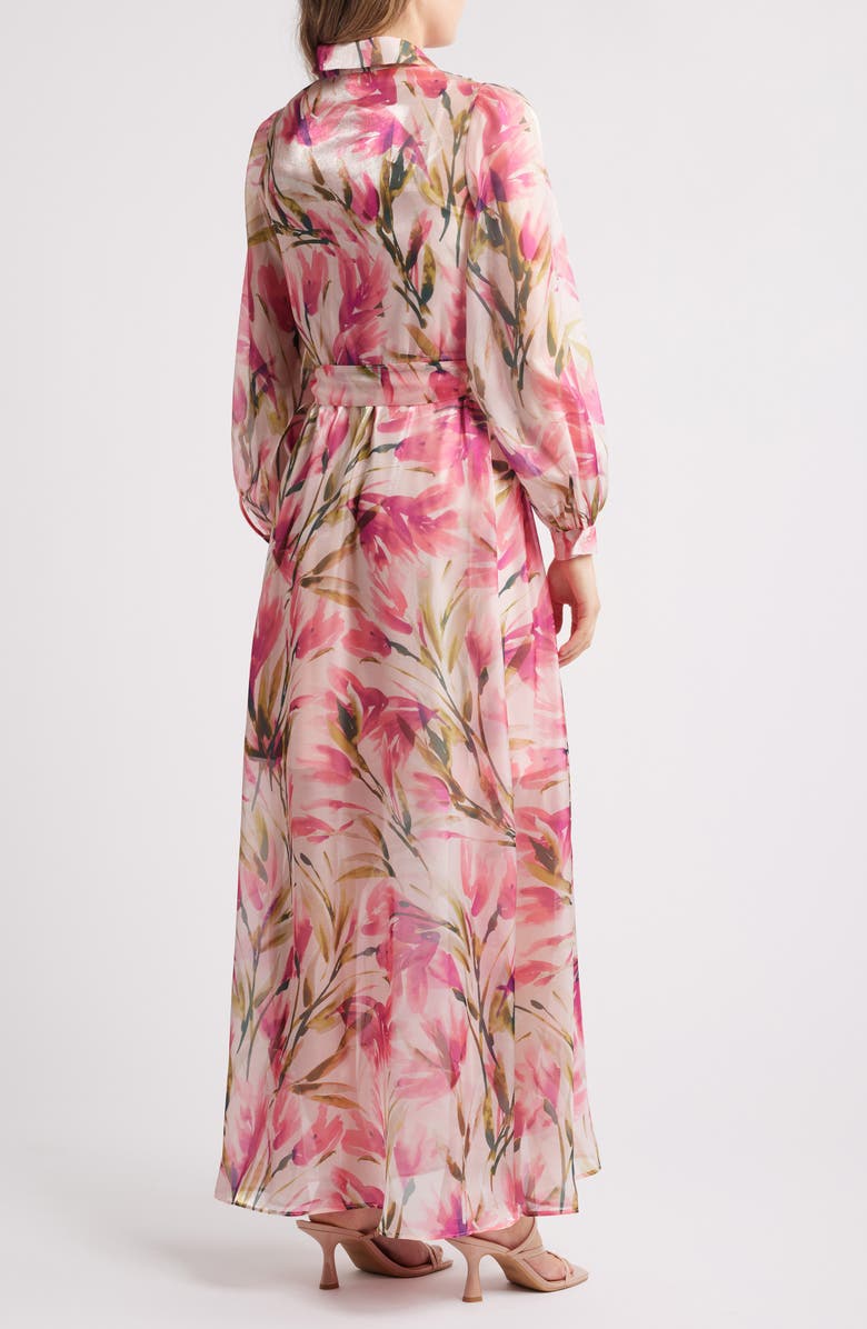 Julia Jordan Floral Long Sleeve Maxi Shirtdress, Alternate, color, Pink Multi