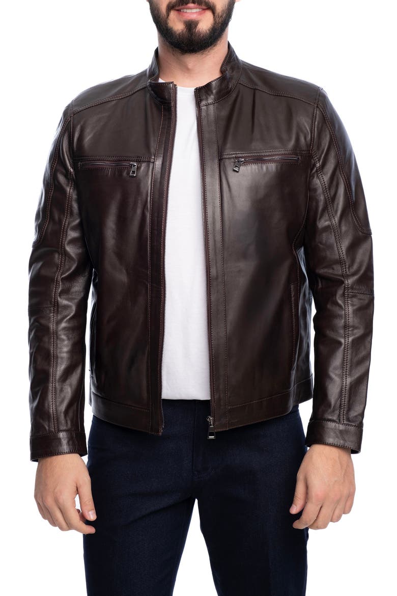 Soft Leather Jacket, Main, color, DARK BROWN