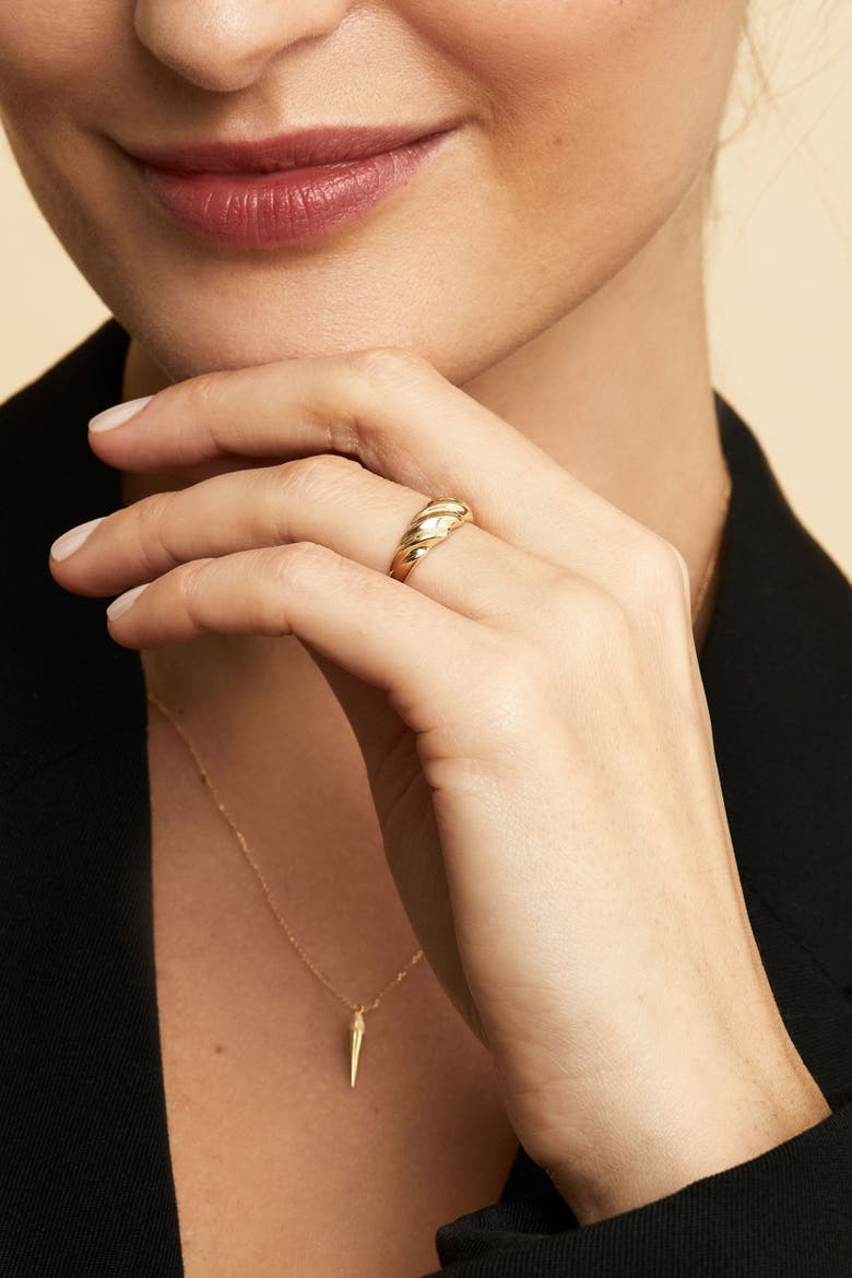 10K Yellow Gold Greek Retro Dome Ring, Alternate, color, Yellow Gold