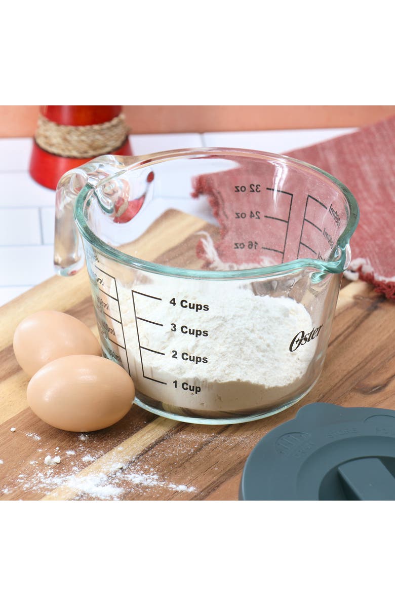 OSTER Coolidge 4 Cup Clear Glass Measuring Cup with Snap on Lid, Alternate, color, Clear