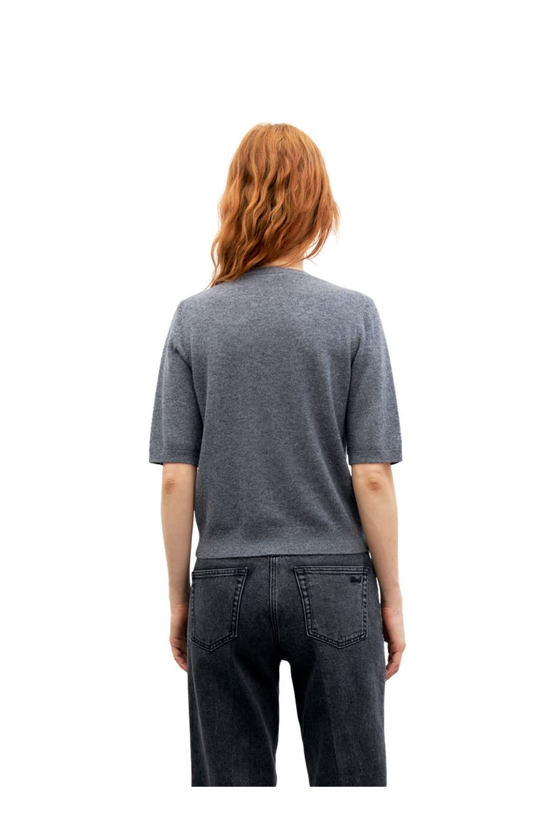 Rema Short Sleeve Argyle Knit Sweater, Alternate, color, Heather Grey