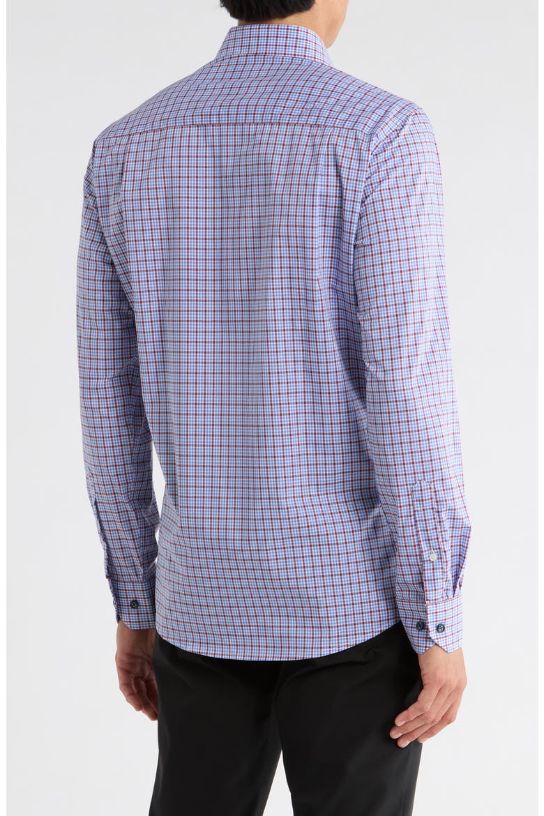 Slim Fit Plaid Stretch Cotton Dress Shirt, Alternate, color, BLUE