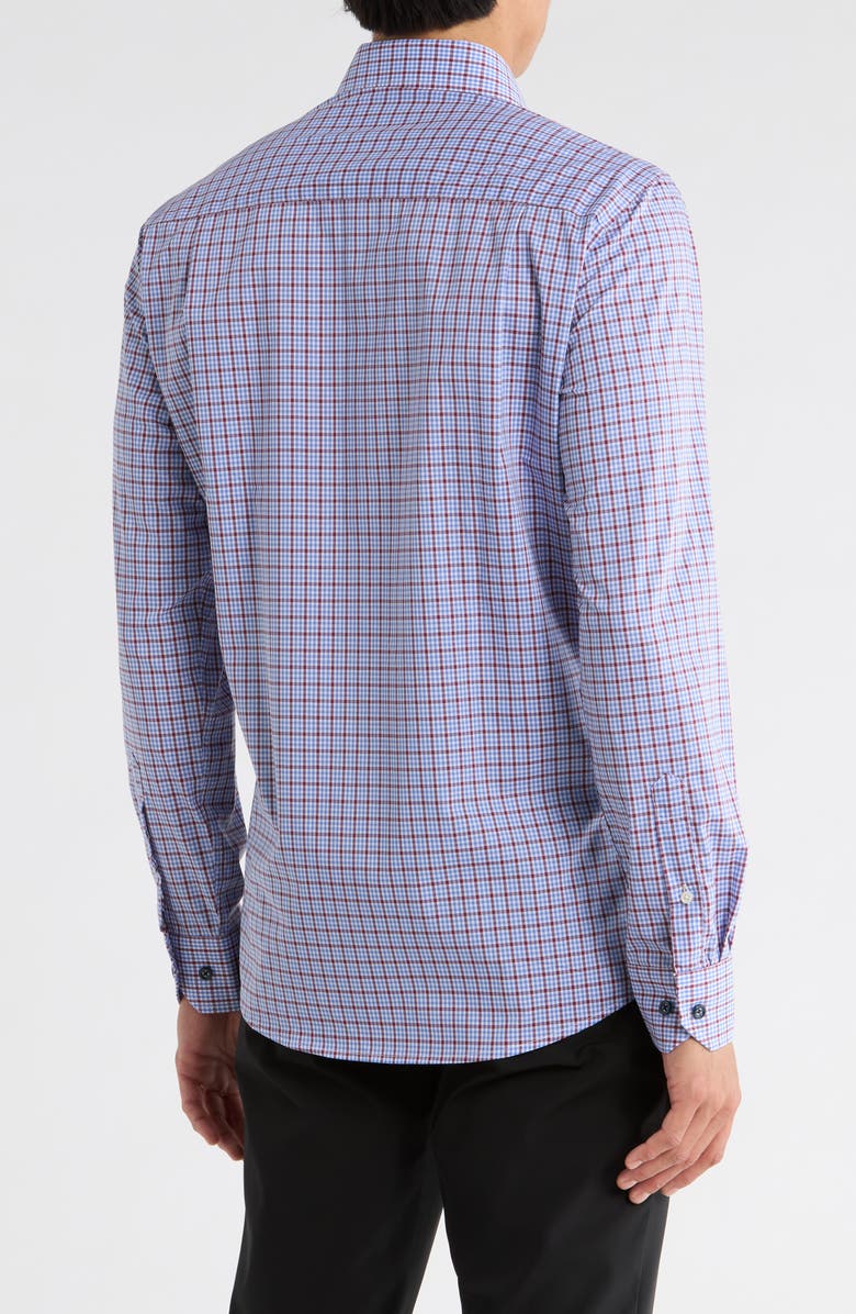 Duchamp Slim Fit Plaid Stretch Cotton Dress Shirt, Alternate, color, Blue
