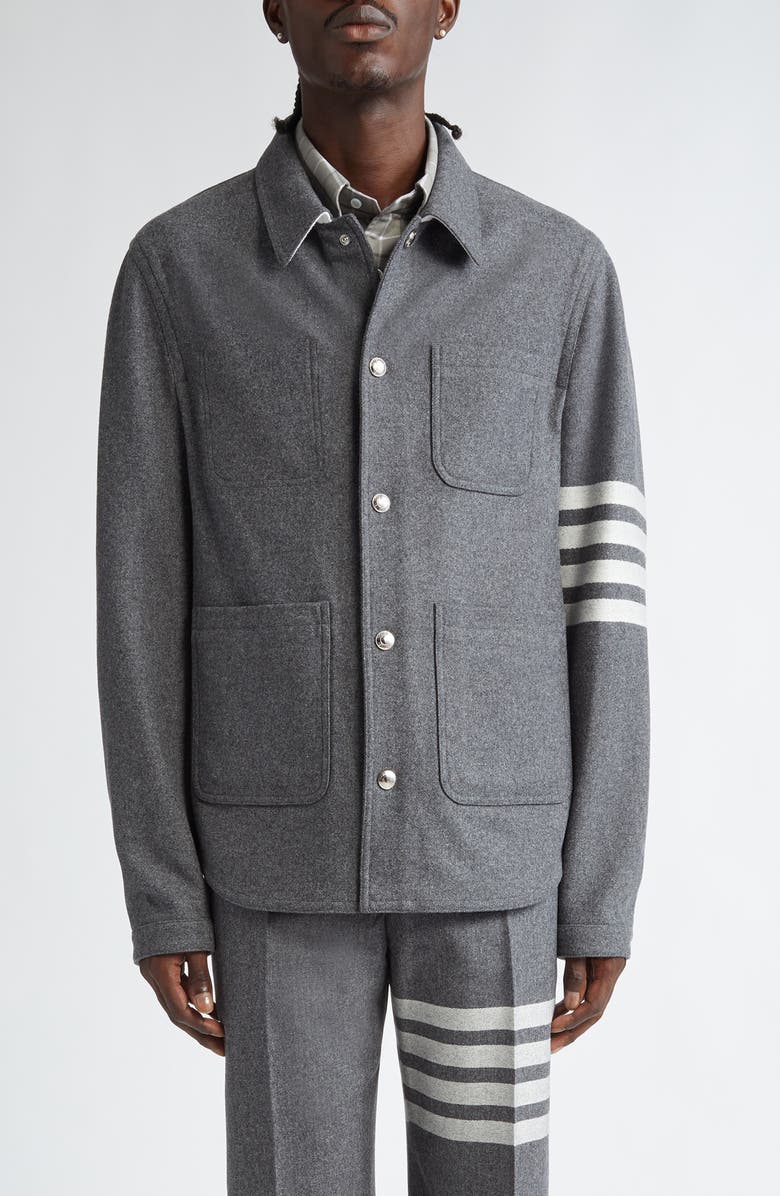 Thom Browne Wool & Cashmere Utility Jacket, Main, color, Medium Grey