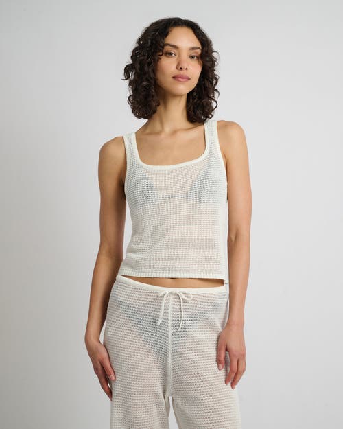 Onia Linen Knit Square Neck Tank In White