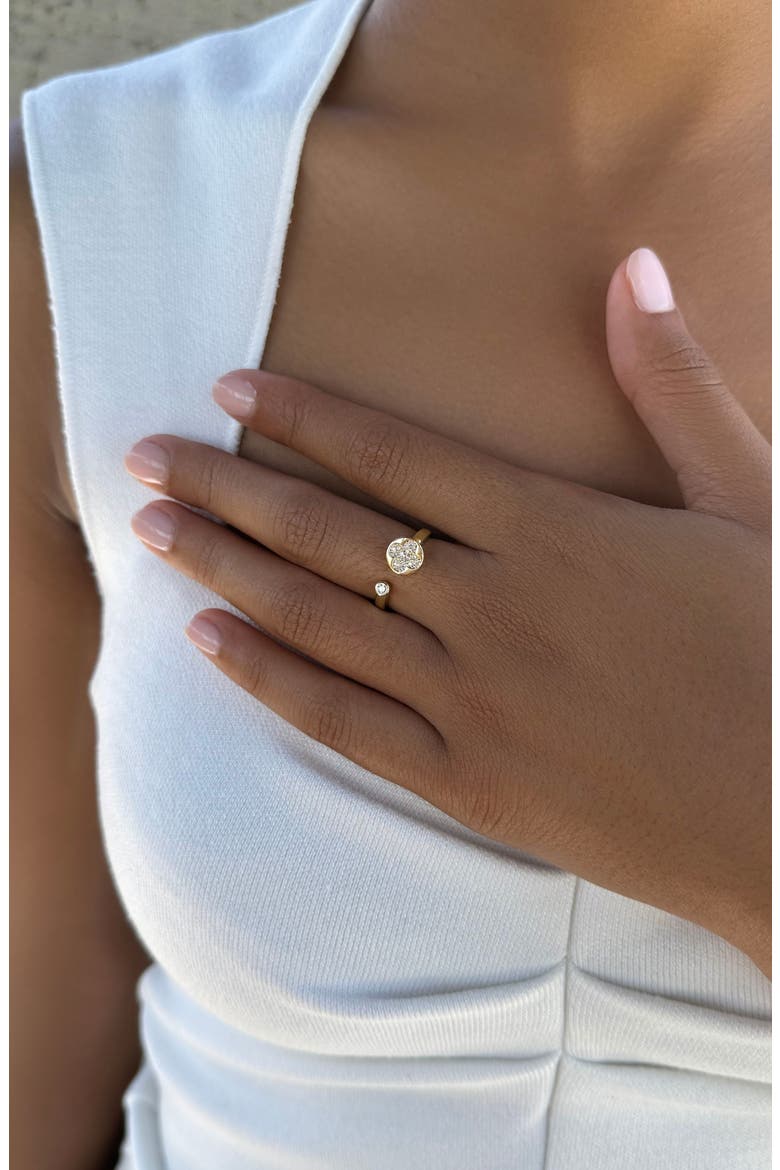 14K Gold Plated Cubic Zirconia Open Band Ring, Alternate, color, GOLD