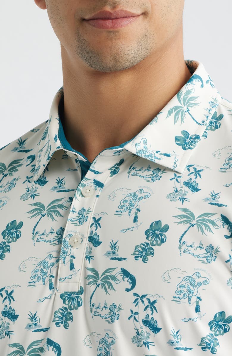 Swannies Havana Floral Performance Golf Polo, Alternate, color, Deep-Lake