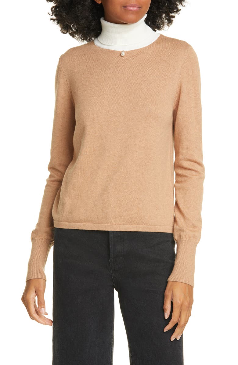 STAUD Urchin Contrast Turtleneck Sweater, Main, color, 