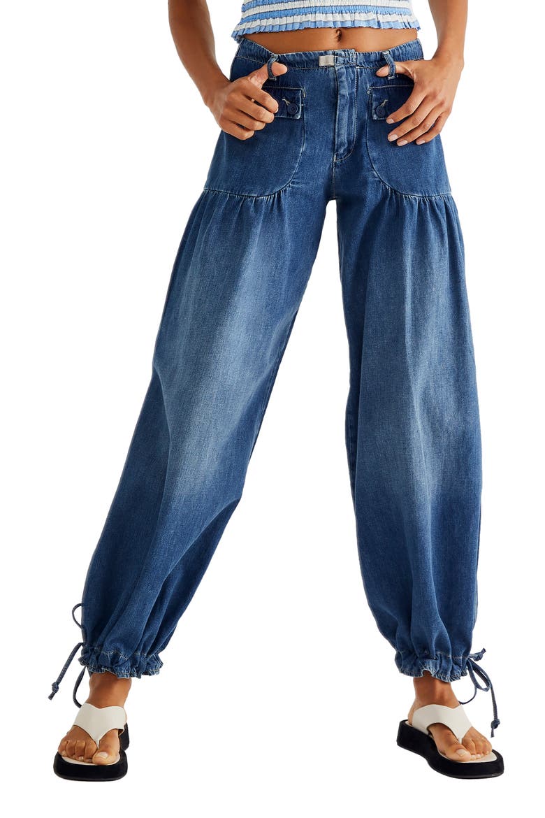 Lotus High Waist Tie Hem Barrel Leg Jeans, Main, color, JUNO