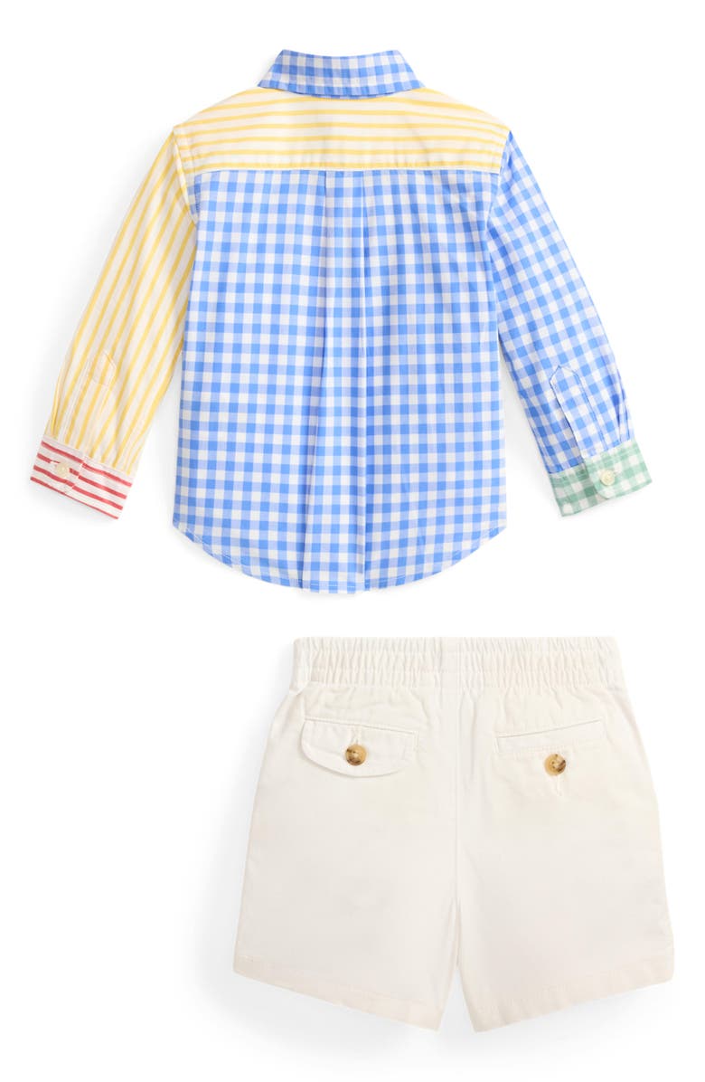 Ralph Lauren Cotton Poplin Button-Down Shirt & Shorts Set, Alternate, color, White/Blue