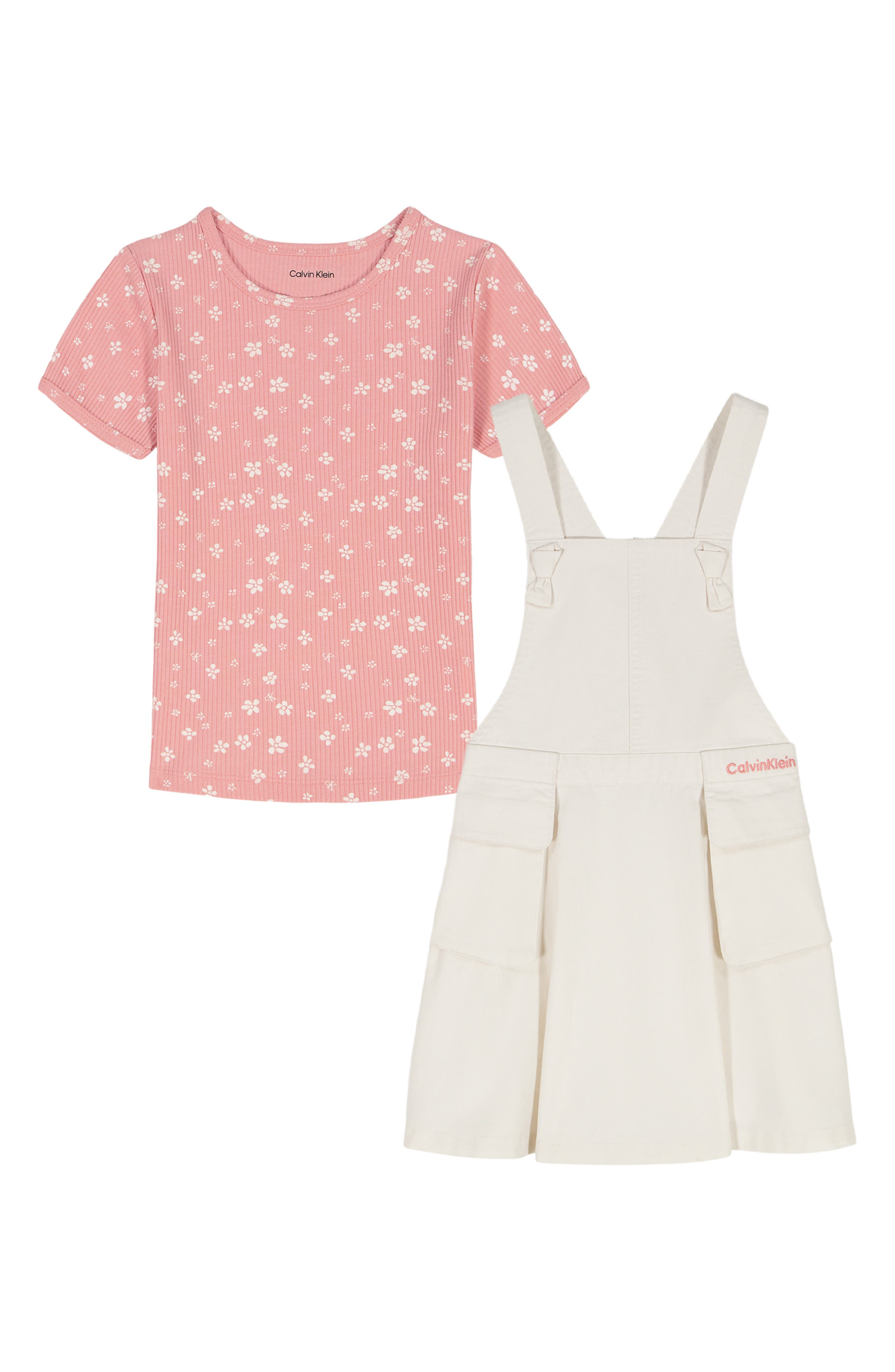 Calvin Klein Kids' Floral Rib T-Shirt & Skirtall Set
