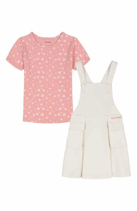 Calvin Klein Kids' Floral Rib T-Shirt & Skirtall Set
