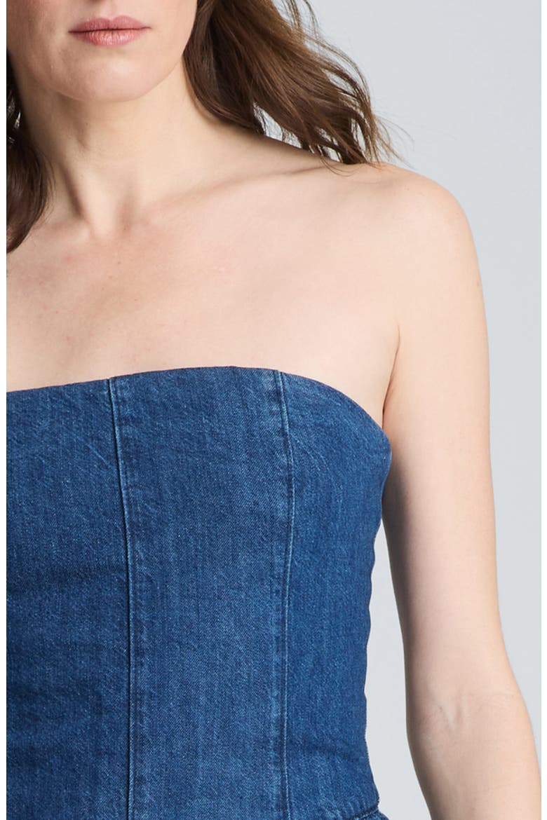 Bustier Strapless Denim Maxi Dress, Alternate, color, ARIES WASH