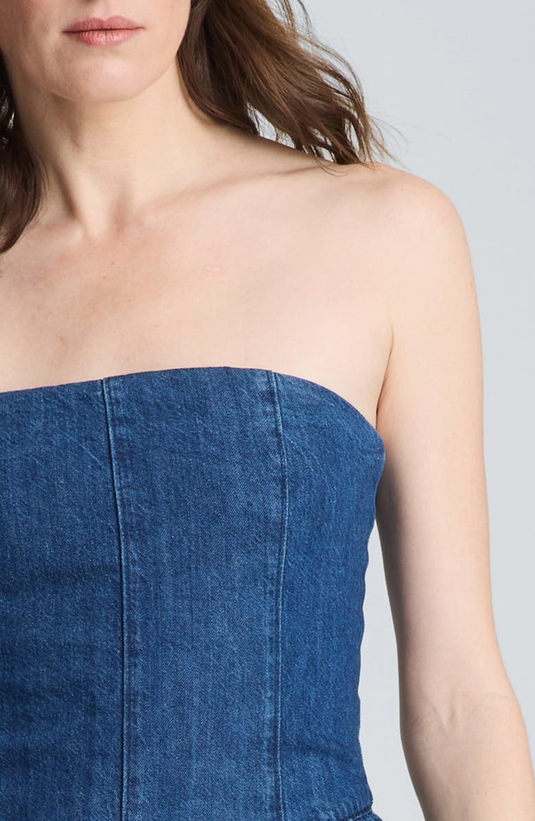 Kenneth Cole Bustier Strapless Denim Maxi Dress, Alternate, color, Aries Wash