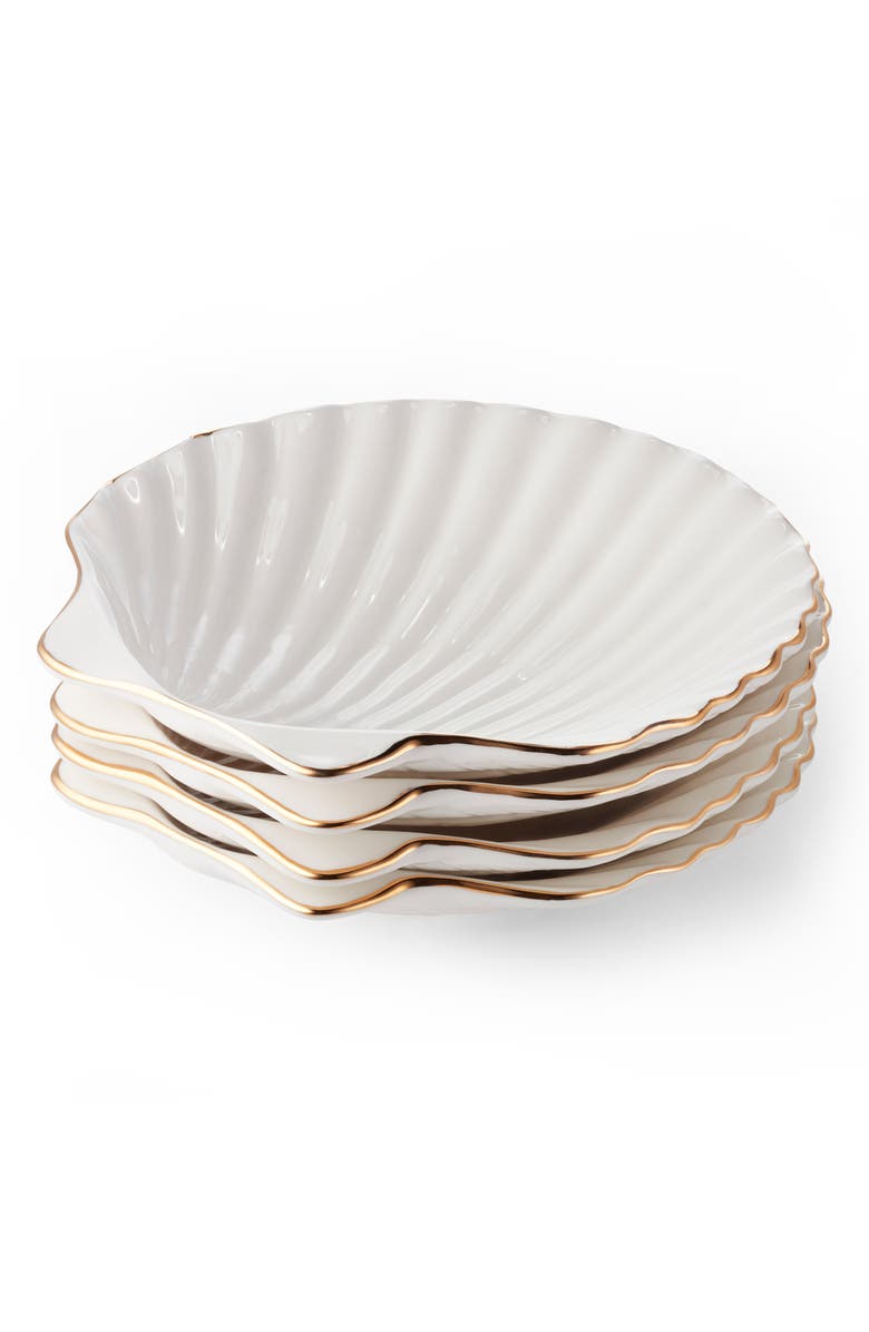 Aerin Set of 4 Shell Appetizer Plates, Main, color, White