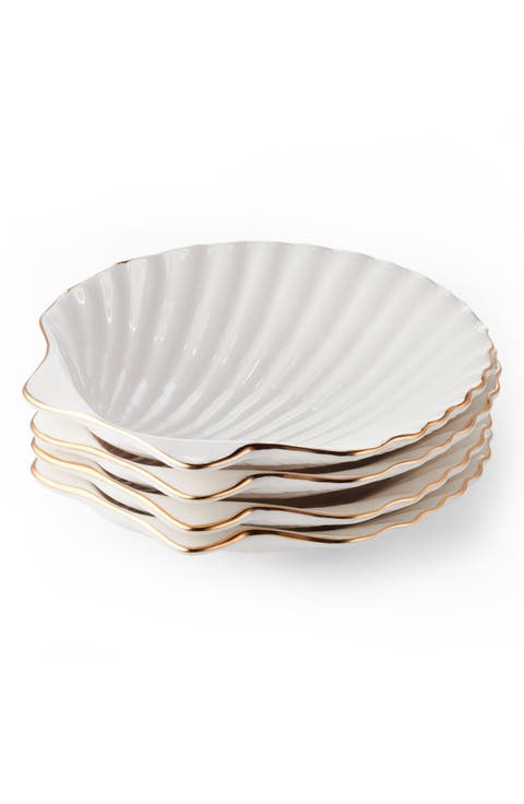 Set of 4 Shell Appetizer Plates