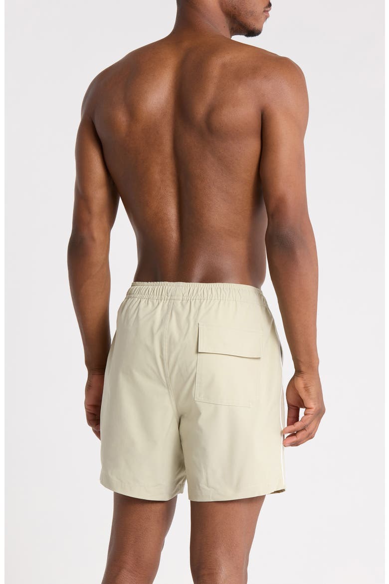 Piped Swim Shorts, Alternate, color, DESERT BRUSH
