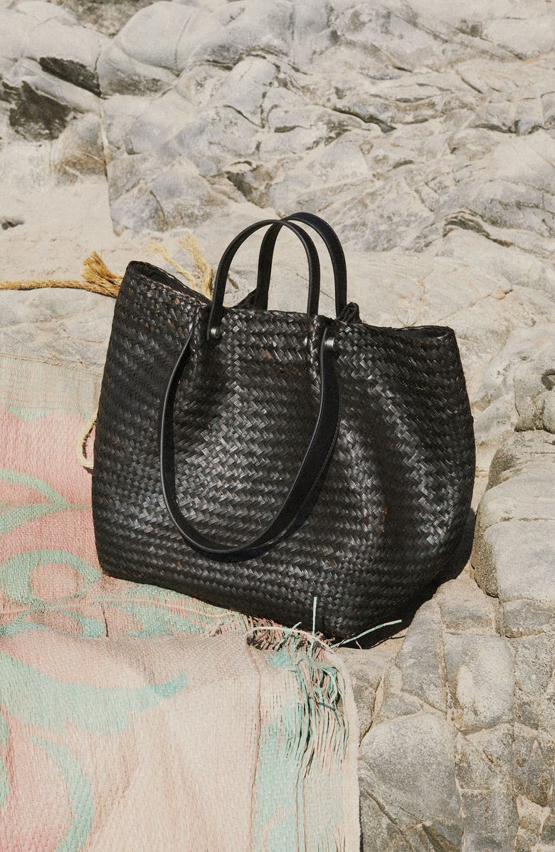 AllSaints Allington East West Straw Tote Bag, Alternate, color,