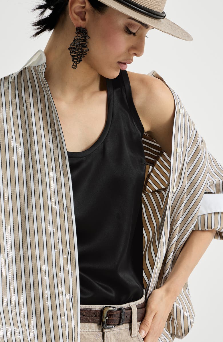 Brunello Cucinelli Satin top, Alternate, color, Black