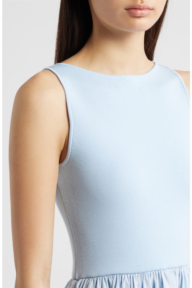 Sleeveless Mixed Media Midi Dress, Alternate, color, LIGHT BLUE