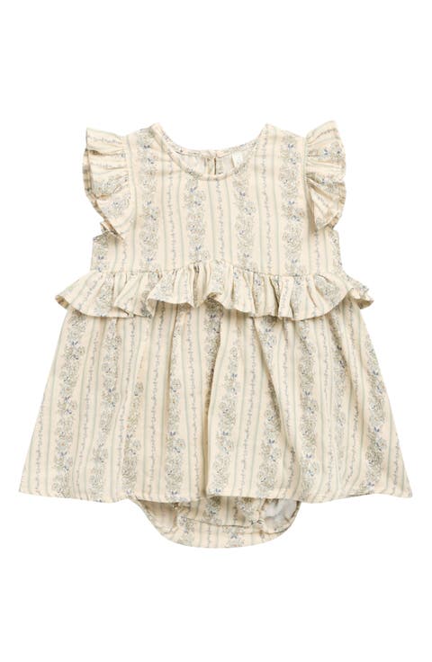 Brielle Floral Ruffle Skirted Cotton Bodysuit (Baby)