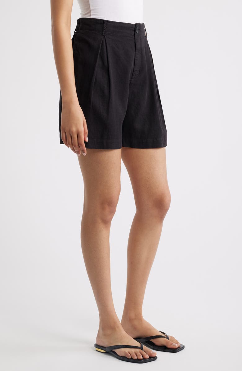 Cloth & Stone Linen Blend Pleat Shorts, Alternate, color, Black