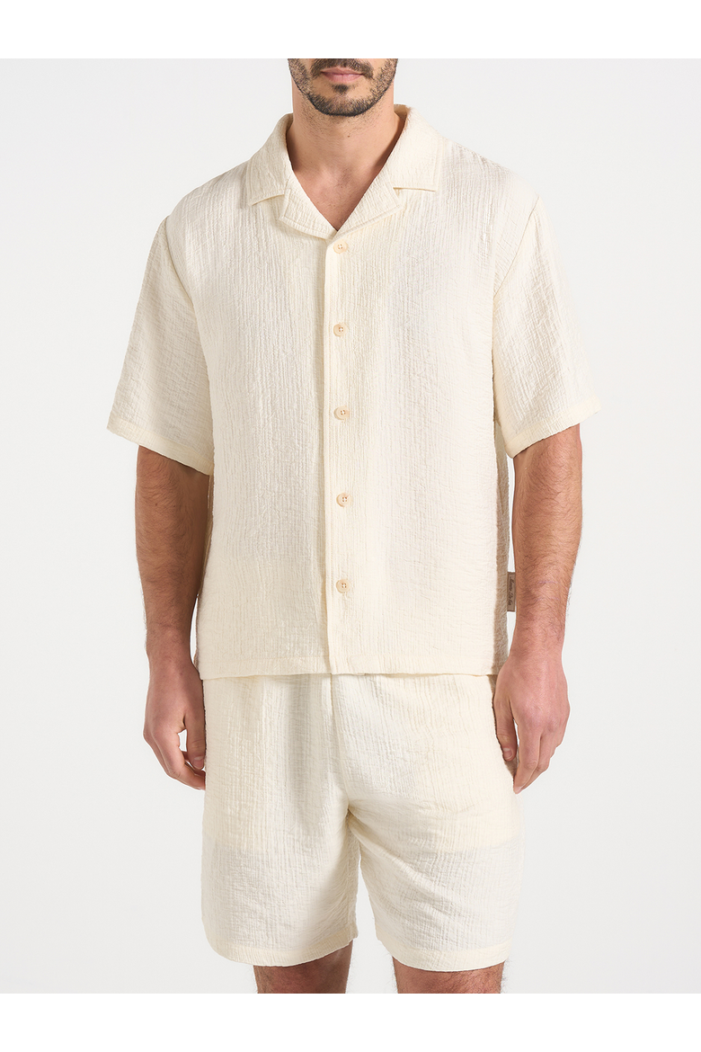 Harley Unisex Textured Revere Shirt, Alternate, color, Cream