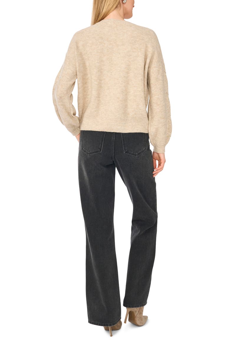 Embroidered Crewneck Sweater, Alternate, color, OATMEAL