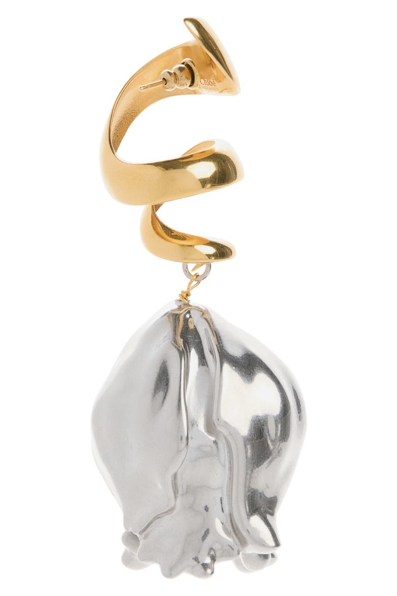 Tulip Drop Earrings, Alternate, color, GOLD - SILVER