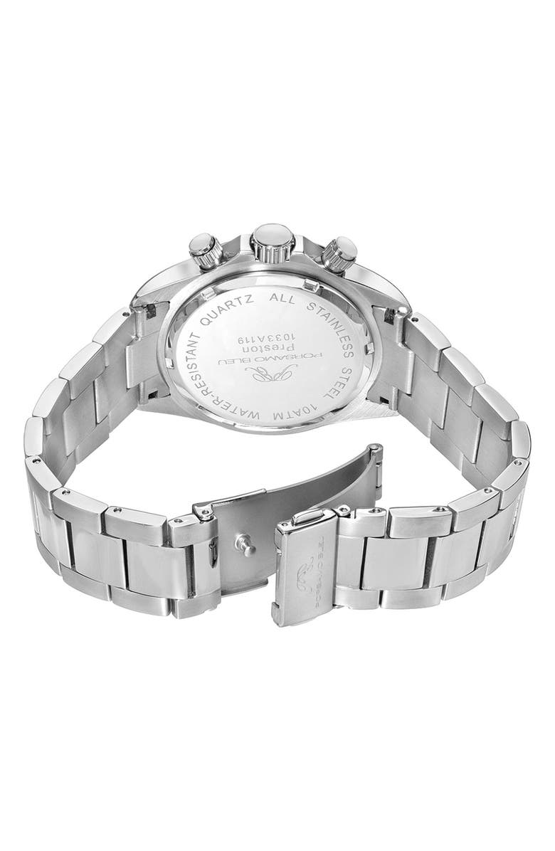 PORSAMO BLEU Men's Preston Multi-Function Dial Stainless Steel Bracelet Watch, 41mm, Alternate, color, Silver-Black