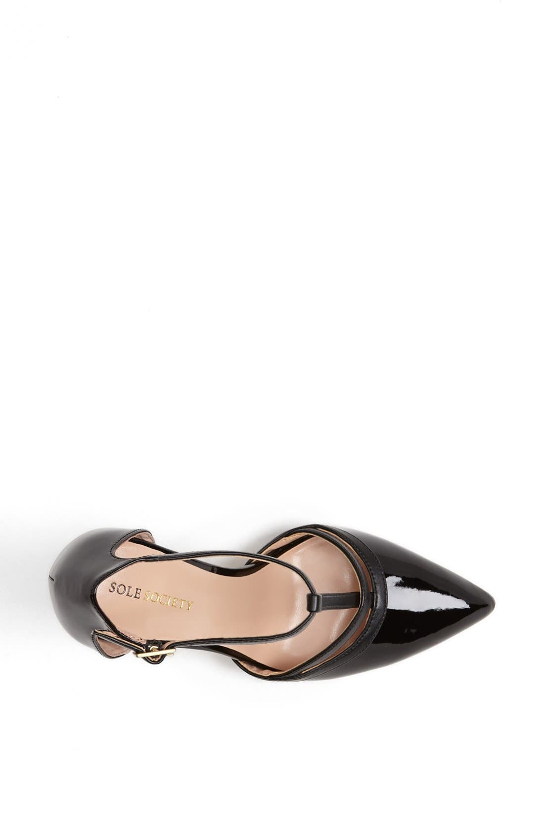 'Nicola' T-Strap Pump, Alternate, color, BLACK