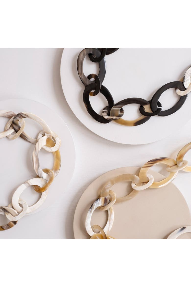 Oval Horn Chain Necklace, Alternate, color, White & Black