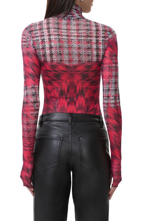 Afrm Zadie Mock Neck Printed Mesh Top In Multi